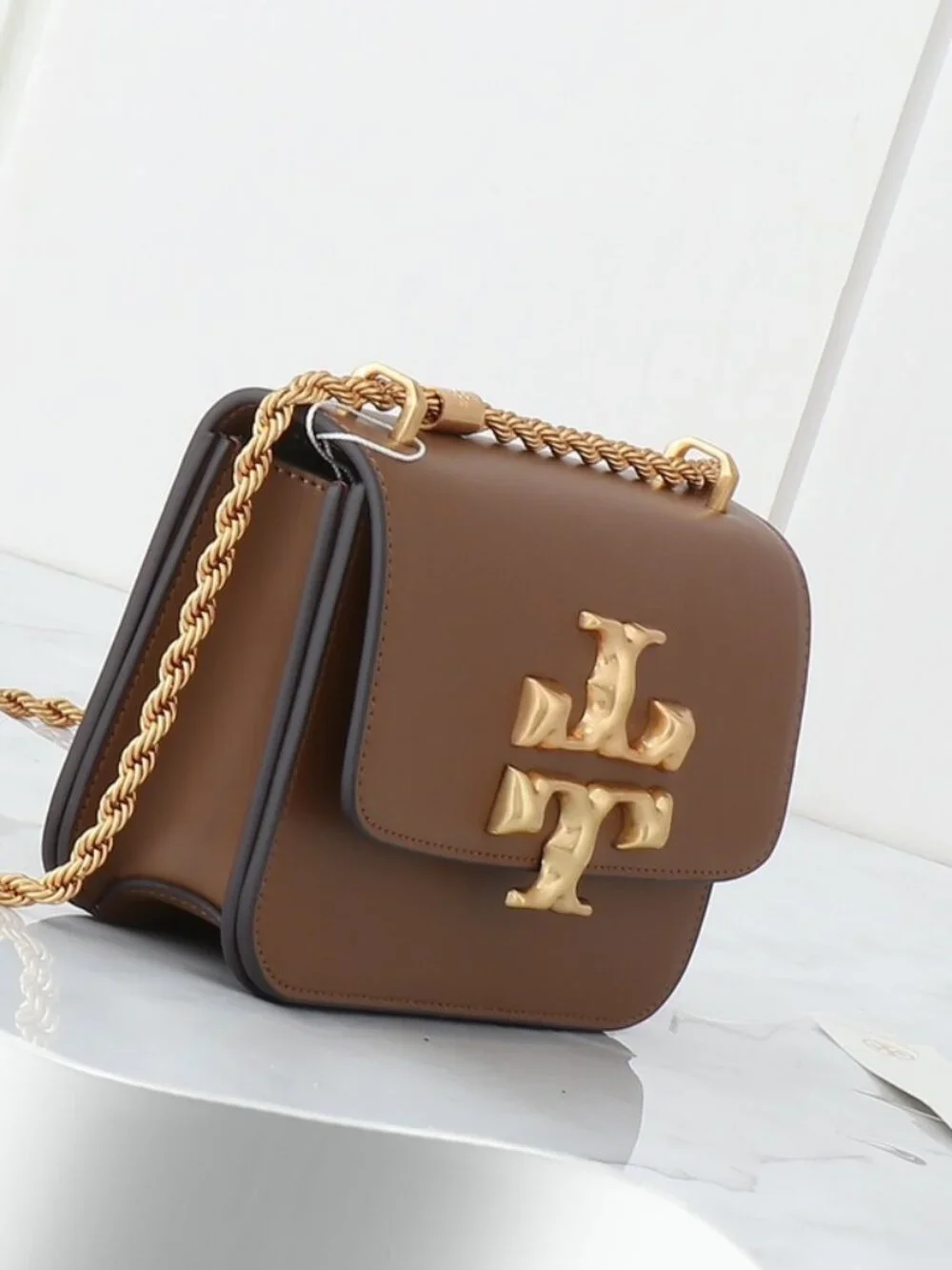Tory Burch Eleanor Cognac Brown Leather Chain Shoulder Bag